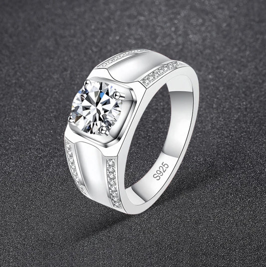 Sterling Silver mens moissanite rings MoissaRight