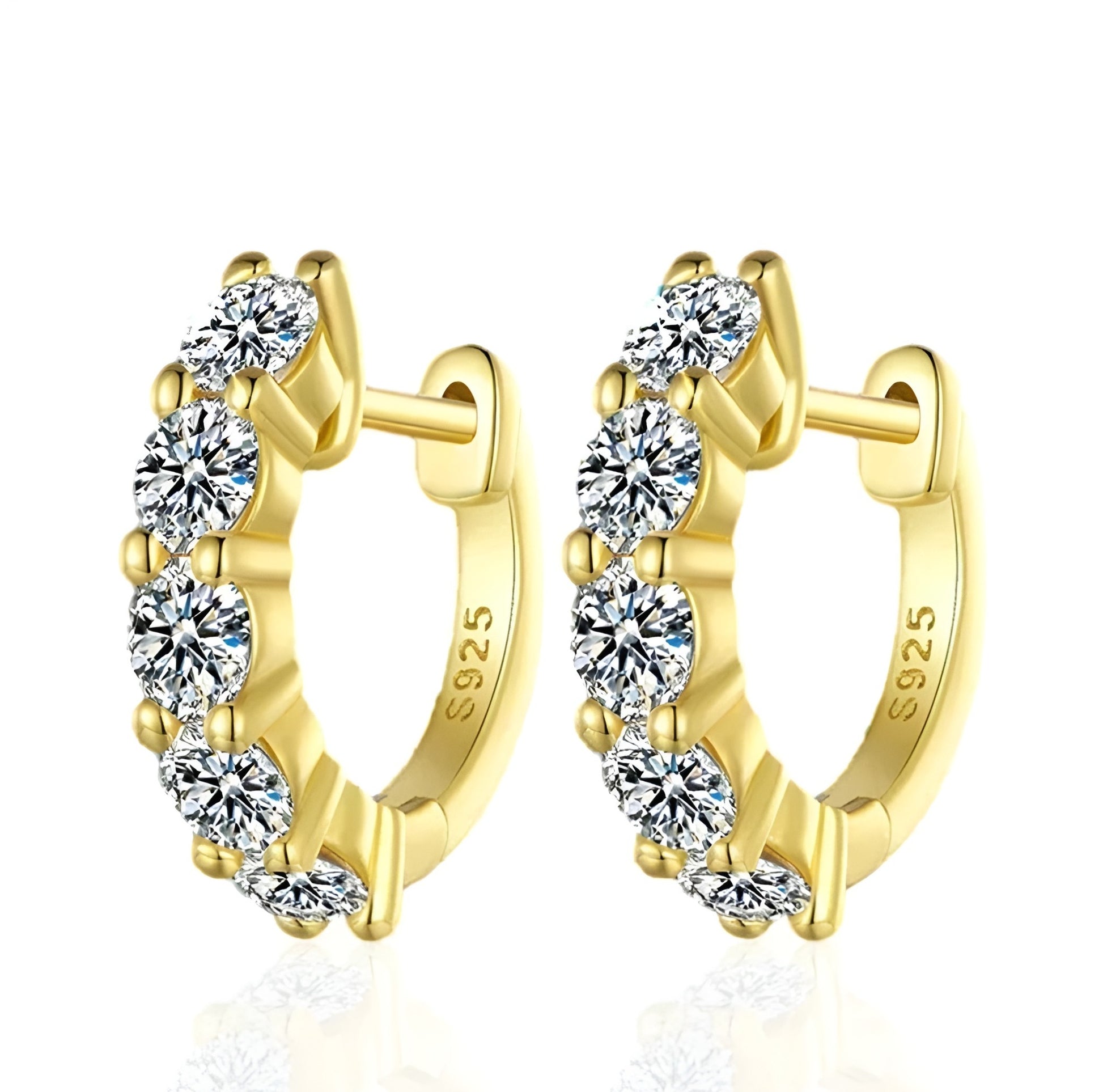 yellow gold Sparkling Arc women's Moissanite Earrings MoissaRight