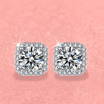 moissanite  halo stud earrings