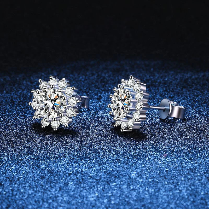 Petals of Splendour -Moissanite earrings in White Gold