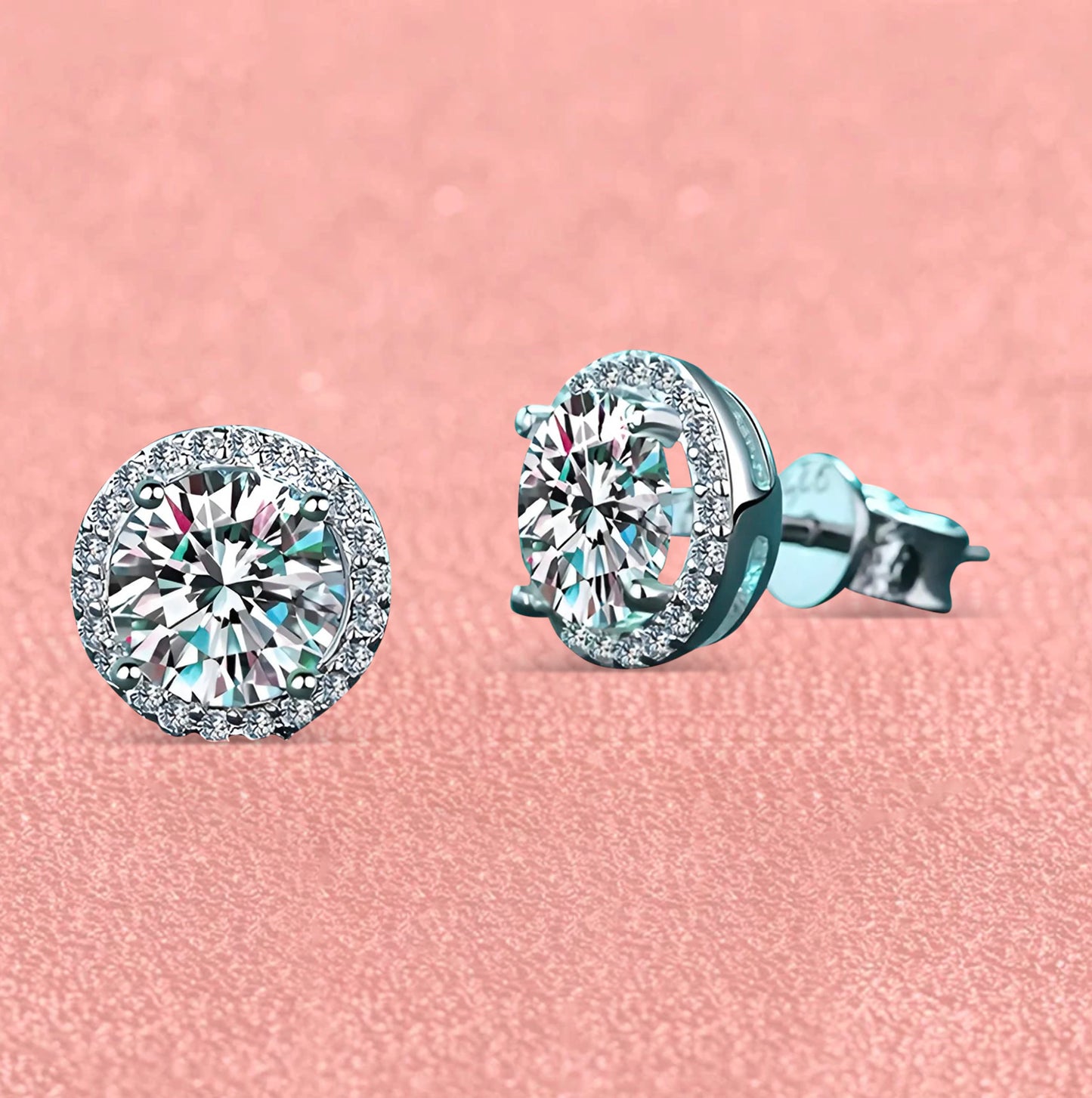 Divine Halo - 0.5/1ct Moissanite Stud Earrings MoissaRight