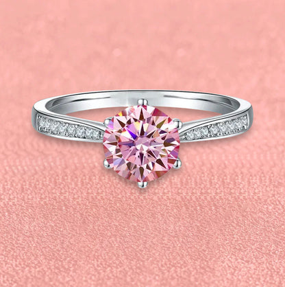 Radiant Spectrum  Pink Moissanite promise  Ring MoissaRight