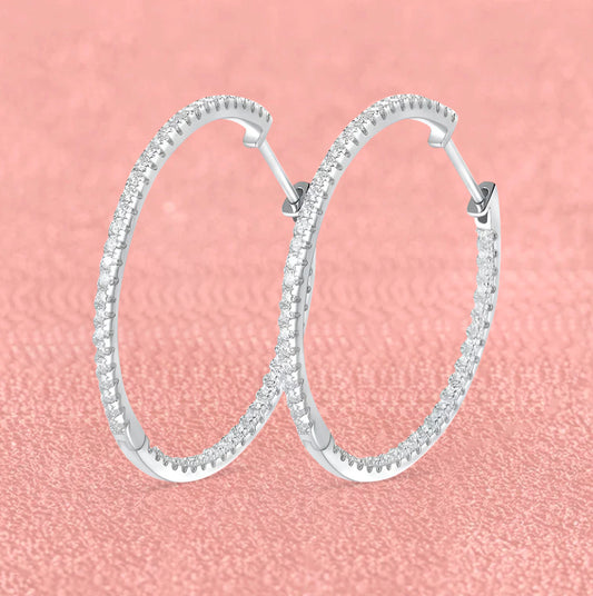 Dazzling Cascade - Full Moissanite Hoop Earrings MoissaRight