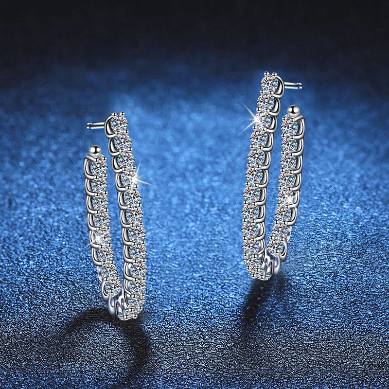 Shining Loop - Full Moissanite Earrings MoissaRight