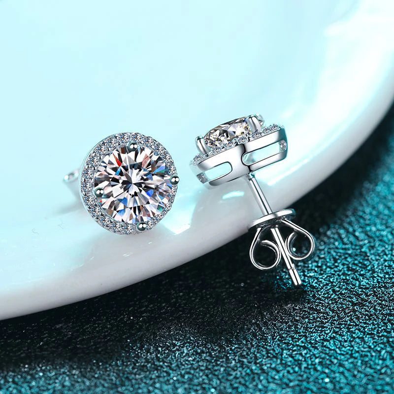 Divine Halo - 0.5/1ct Moissanite Stud Earrings MoissaRight