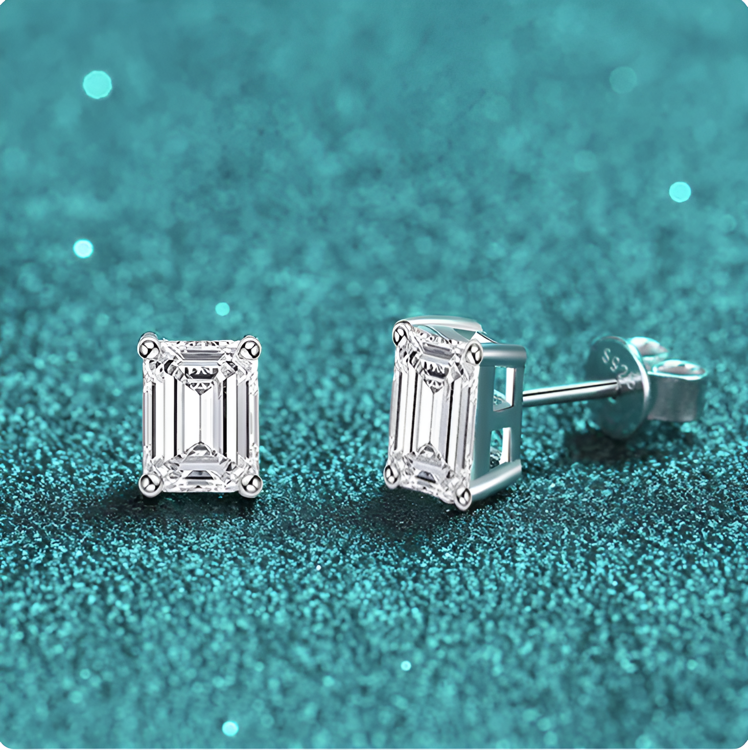 Regal Rectangle - 0.5-2ct Moissanite Stud Earrings MoissaRight