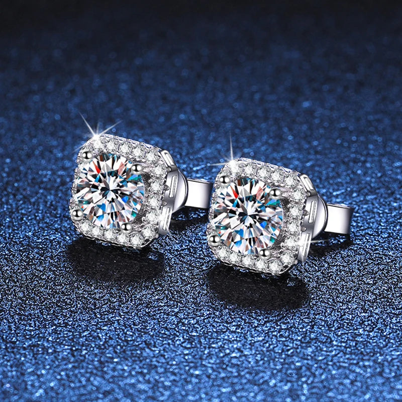 moissanite  halo diamond earrings