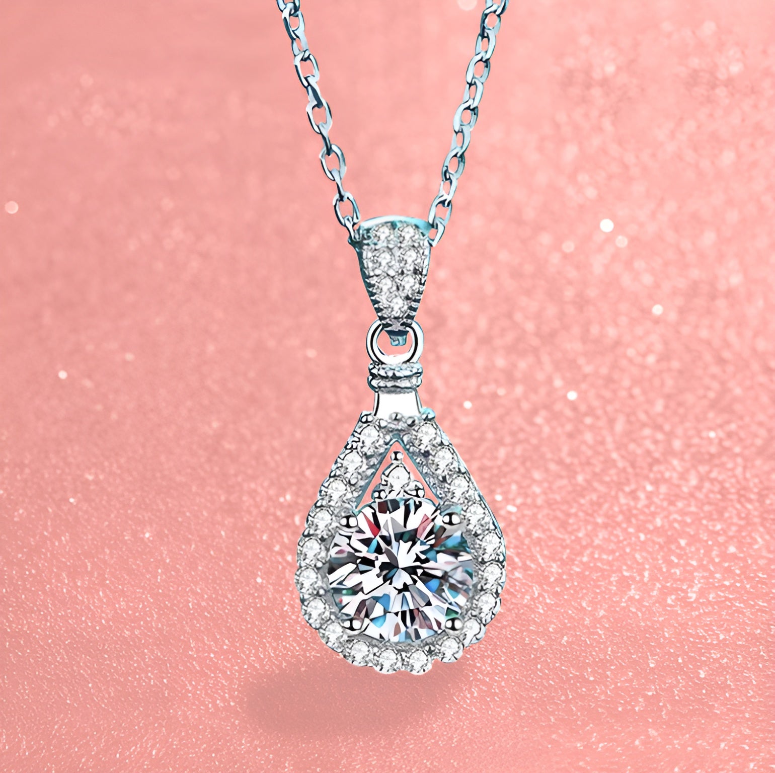 Luminous Raindrop Moissanite Necklace MoissaRight