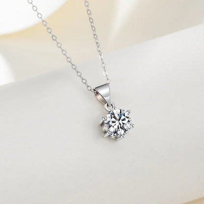 round-cut Moissanite gemstone terling Silver chain  necklaces