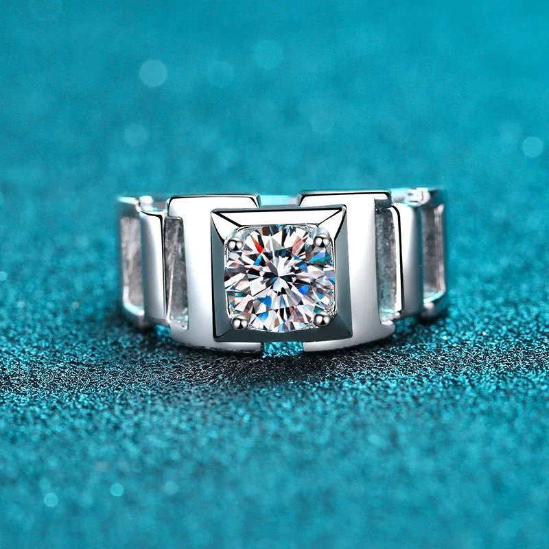 sterling silver moissanite mens rings