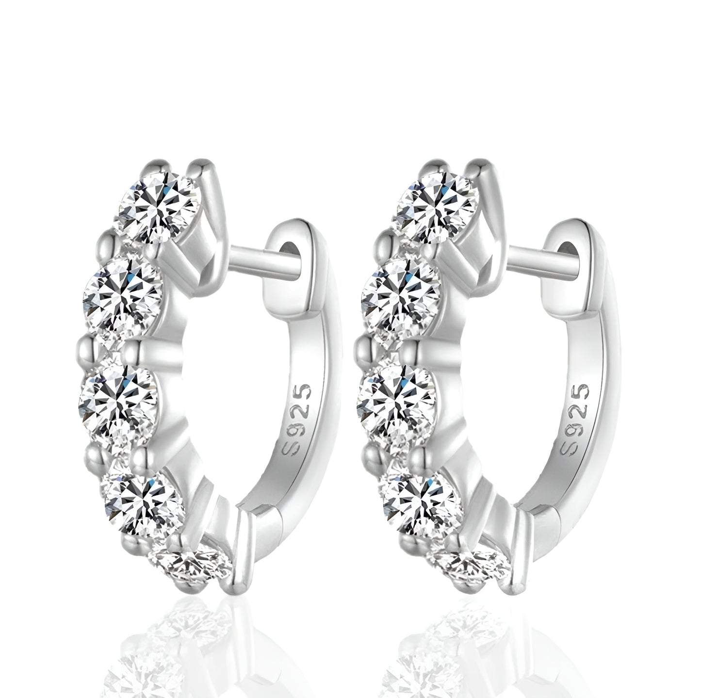 white gold Women's Sparkling  Moissanite Earrings